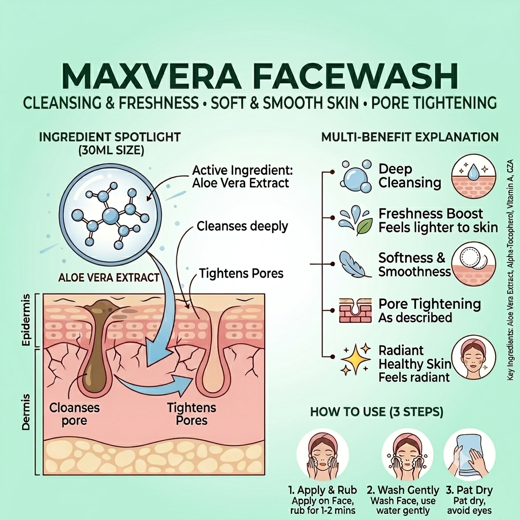 MAXVERA FACEWASH 100ML WITH AELO VERA EXTRACT